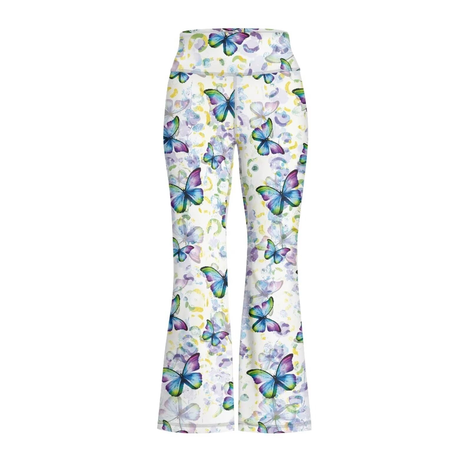Yruonazao Blue Butterfly Pants for Girls Yoga Pants Size 13-14 Yoga Pants for Girls Activewear Leggings High Waisted Yoga Bootcut Pants Full Length Bell Bottoms Yoga,Pilates,Workout,Running,Cycling