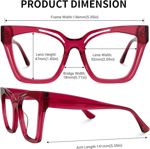 Miniatura 5 de Zeelool Marco de gafas de ojo de gato vintage para mujer con lente transparente sin receta Domena ZJGA814740