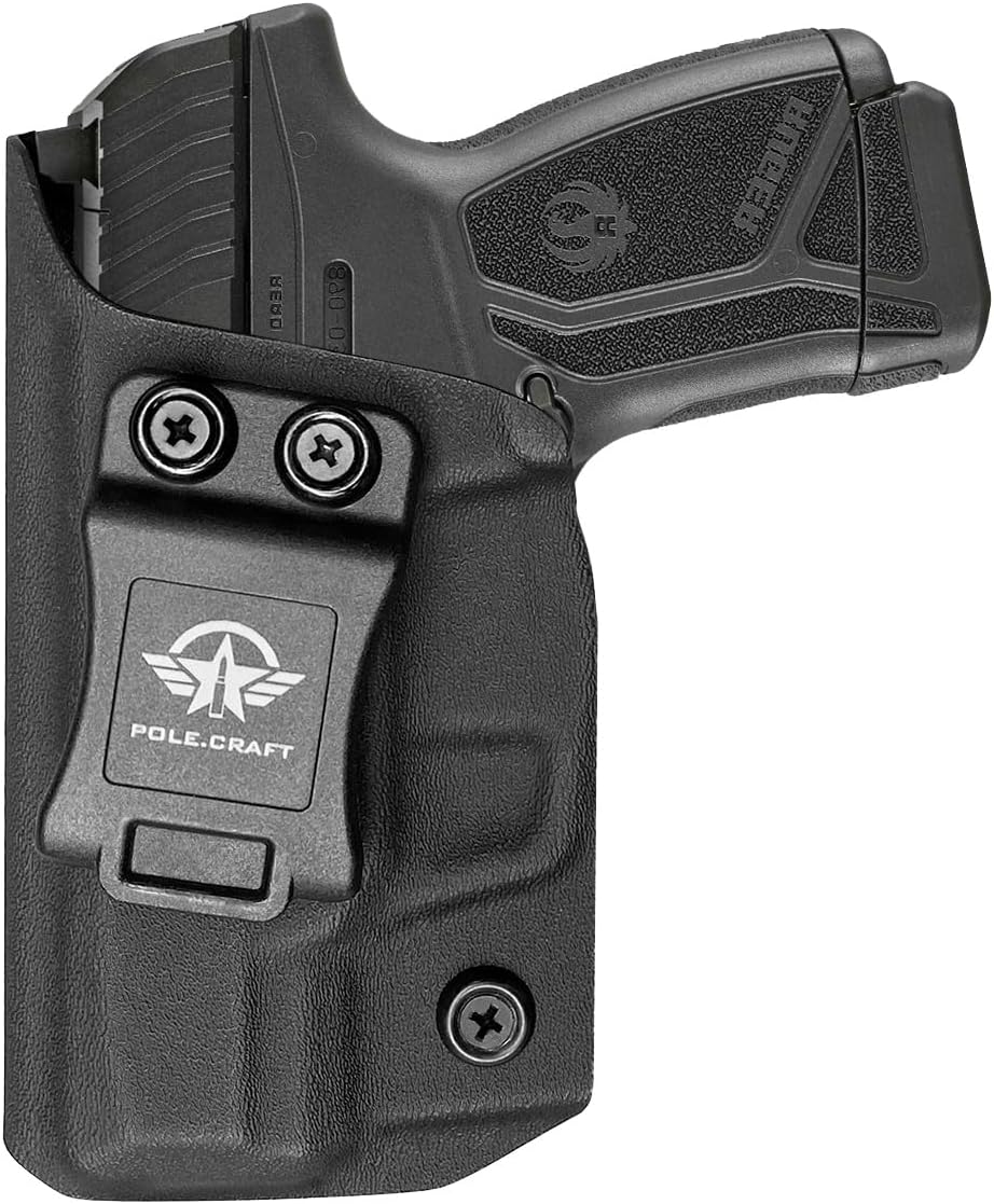 POLE.CRAFT Ruger Max-9 Holster IWB Kydex for Ruger Max-9 Barrel 3.20'' Gun Pocket Pouch - Inside Waistband Concealed Carry - Adj. Cant Retention - Cover Mag-Button - No Wear - No Jitter