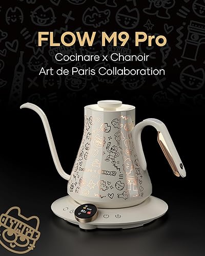 Miniatura 2 de Cocinare x Chanoir FLOW M9 Pro - Hervidor eléctrico Art de Paris Collaboration, control preciso de temperatura de 0.5 para café y té, interior de