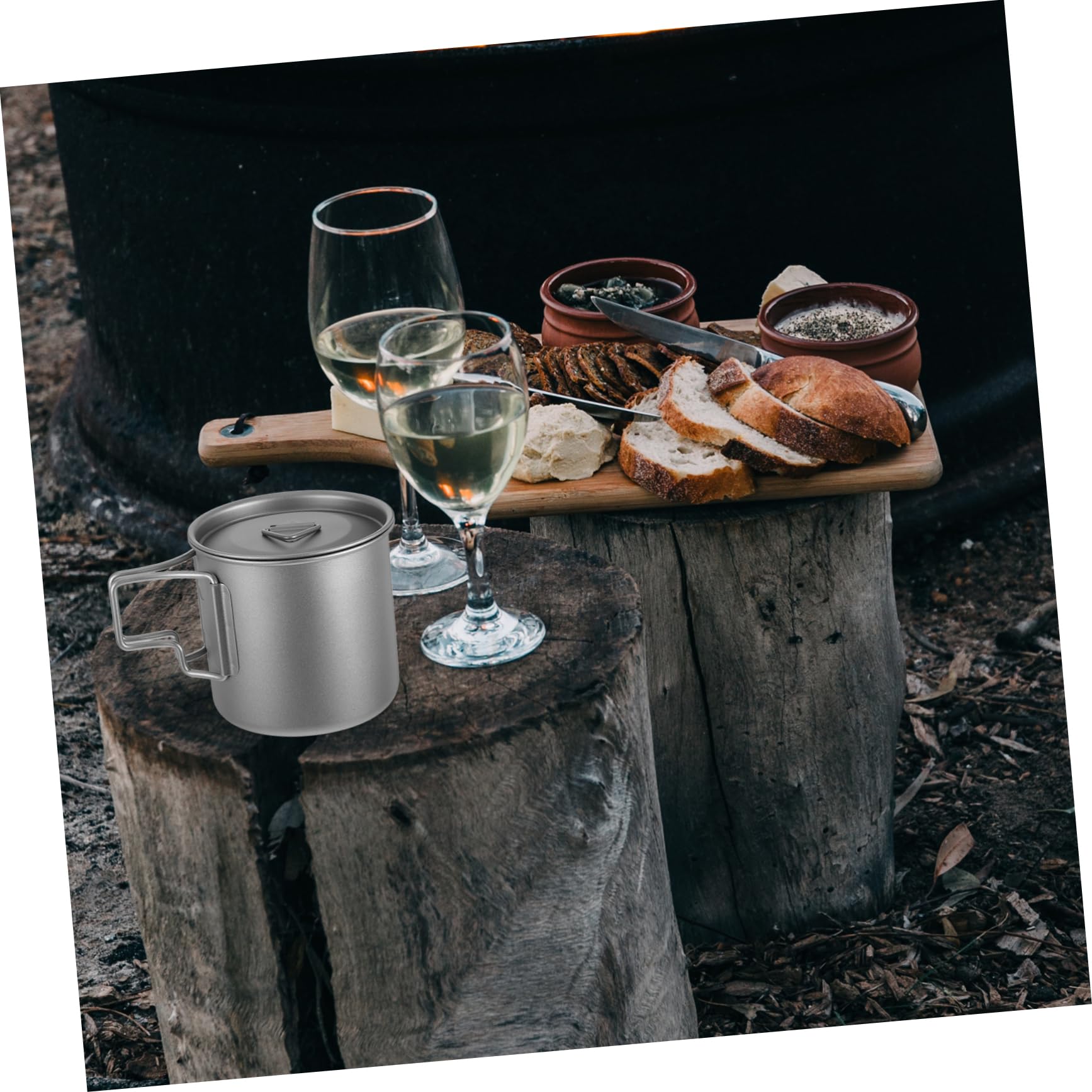 Titan Kaffeebecher mit Klappbarem Griff und Deckel 1-lagig für Camping und Outdoor Picknick