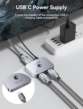 VENTION 8K HDMI Switch 2 in 1 Out, HDMI Switch 4K 120Hz with LED Indicators/HDMI 2.1 Switch/HDMI 2 in 1 Out Switcher Support 8K 4K 3D HDR for Xbox PS5/4/3 Blu-Ray TV/Player/Laptop PC