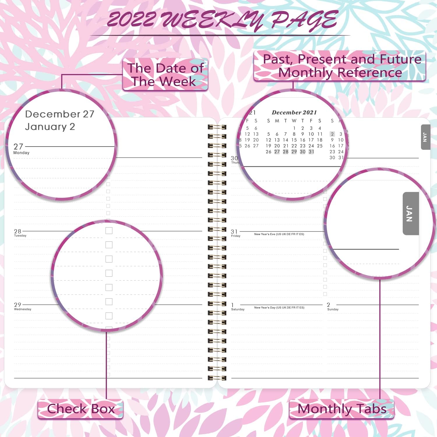 2022 Planner - Weekly & Monthly Planner, Calendar Planner January 2022-December 2022 with to-do List, 8" x 10", Strong Twin - Wire Binding, Flexible Cover, Premium Paper, Perfect for Home or Office : Office Products