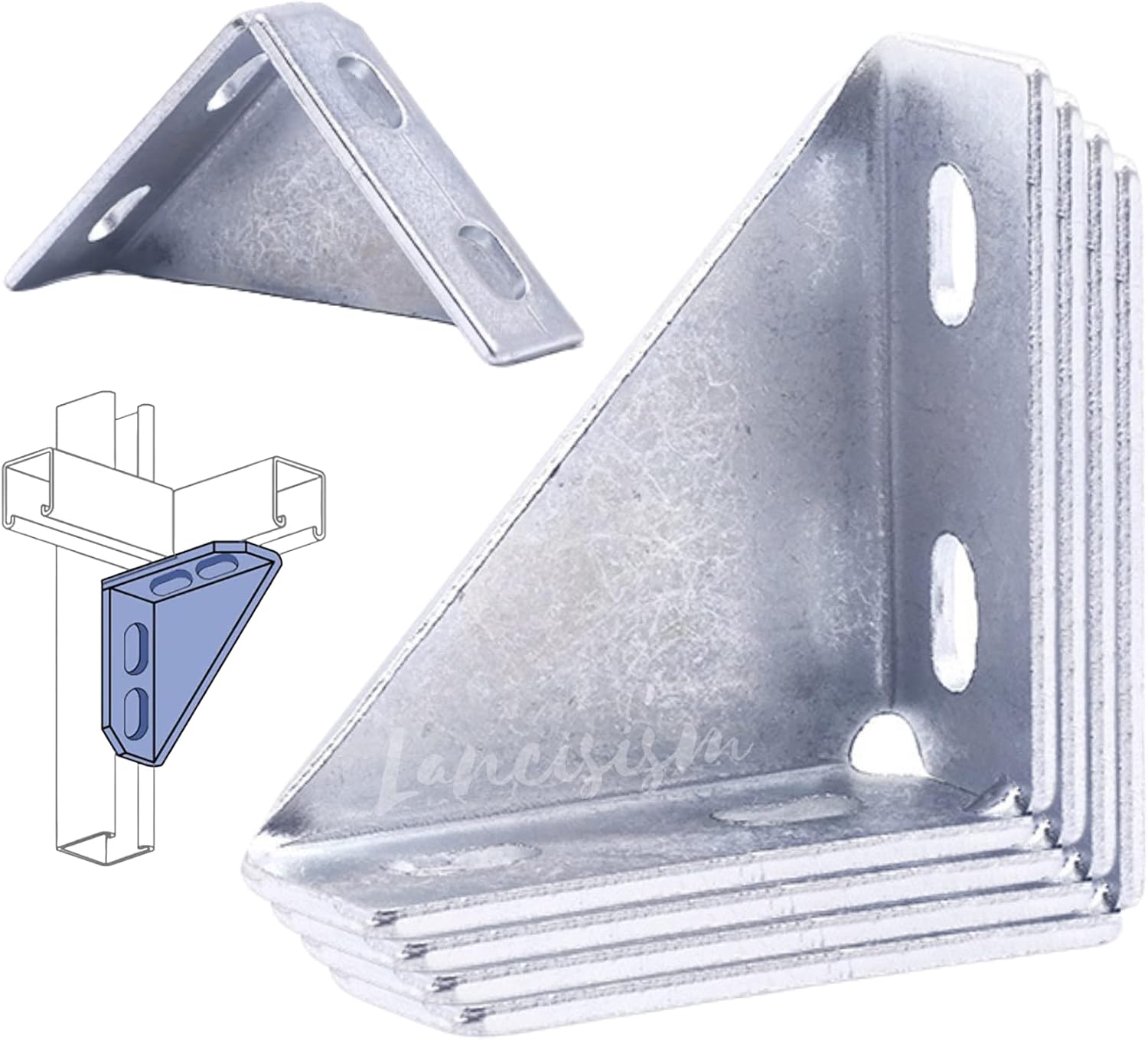 8 Pcs 90 Degree Gusseted Fitting for 15/8" Channel, Carbon