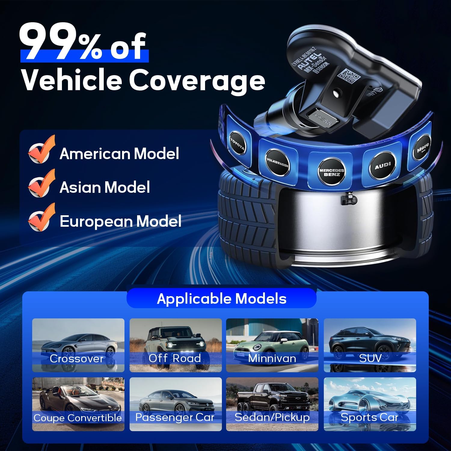 Autel MX Sensor 4 pcs TPMS Sensor 315/433MHz Metal Stem Universal Tire Sensor Programmed by TPMS Tool TS508WF TS401 TS408 TS508 TS608 MX808TS MS906TS MK808TS ITS600 ITS600Pro MS906Pro-TS