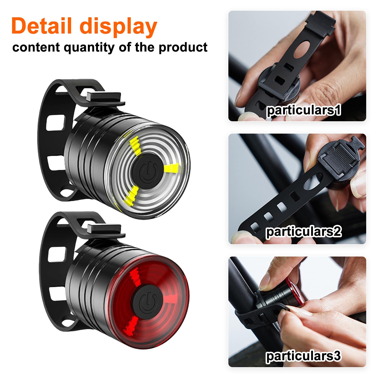 Vegena 6 luci per passeggino, luci a LED per passeggino, luce per passeggino, con 3 effetti di luce, riflettori, impermeabili, lampeggianti per zaino, per esterni, BY-HQY-BBCD-6S