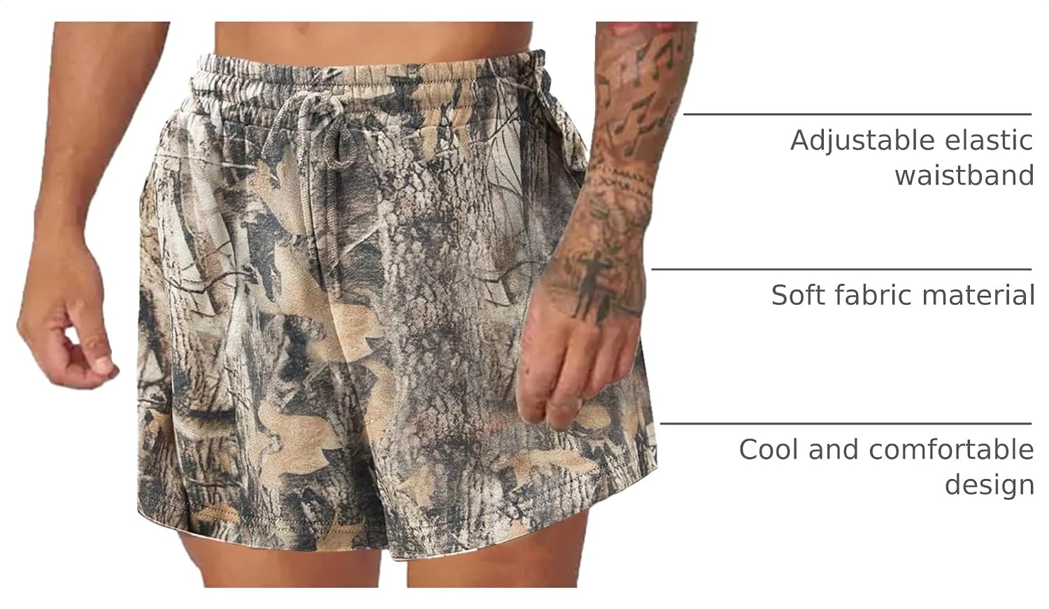 Mens Camo Shorts Y2k Casual Summer Drawstring Camouflage Graphic Shorts Men Cotton Camo Sweats Streetwear Basketball image 3