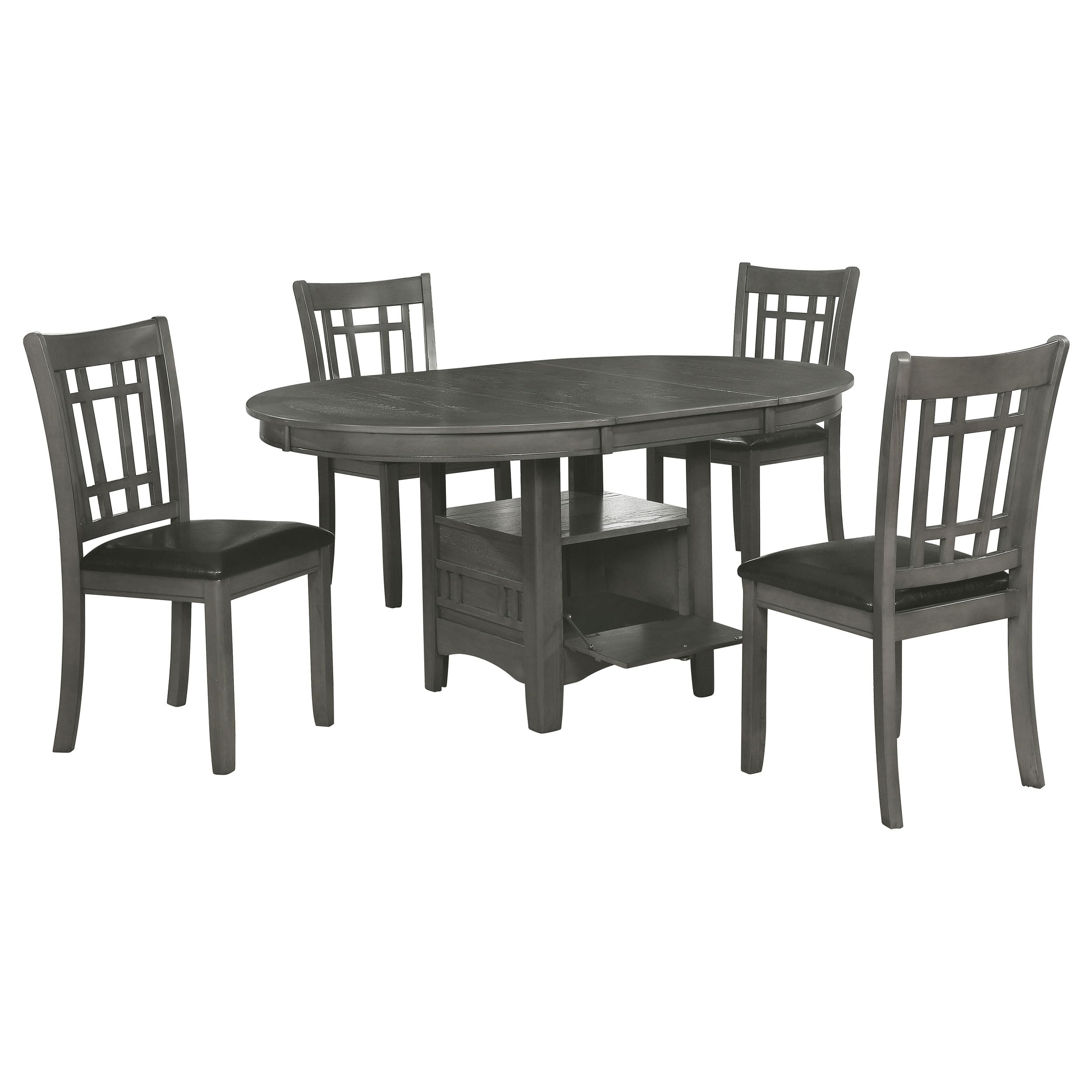 Coaster Home Furnishings - Dennison - Metal, Faux Marble - 5-Piece Rectangular Dining Set - Upholstered Bucket Chairs, Tapered Metal Legs - Kitchen, Dining Room - Grey, Black - 108531-S5 Medium Grey/Black