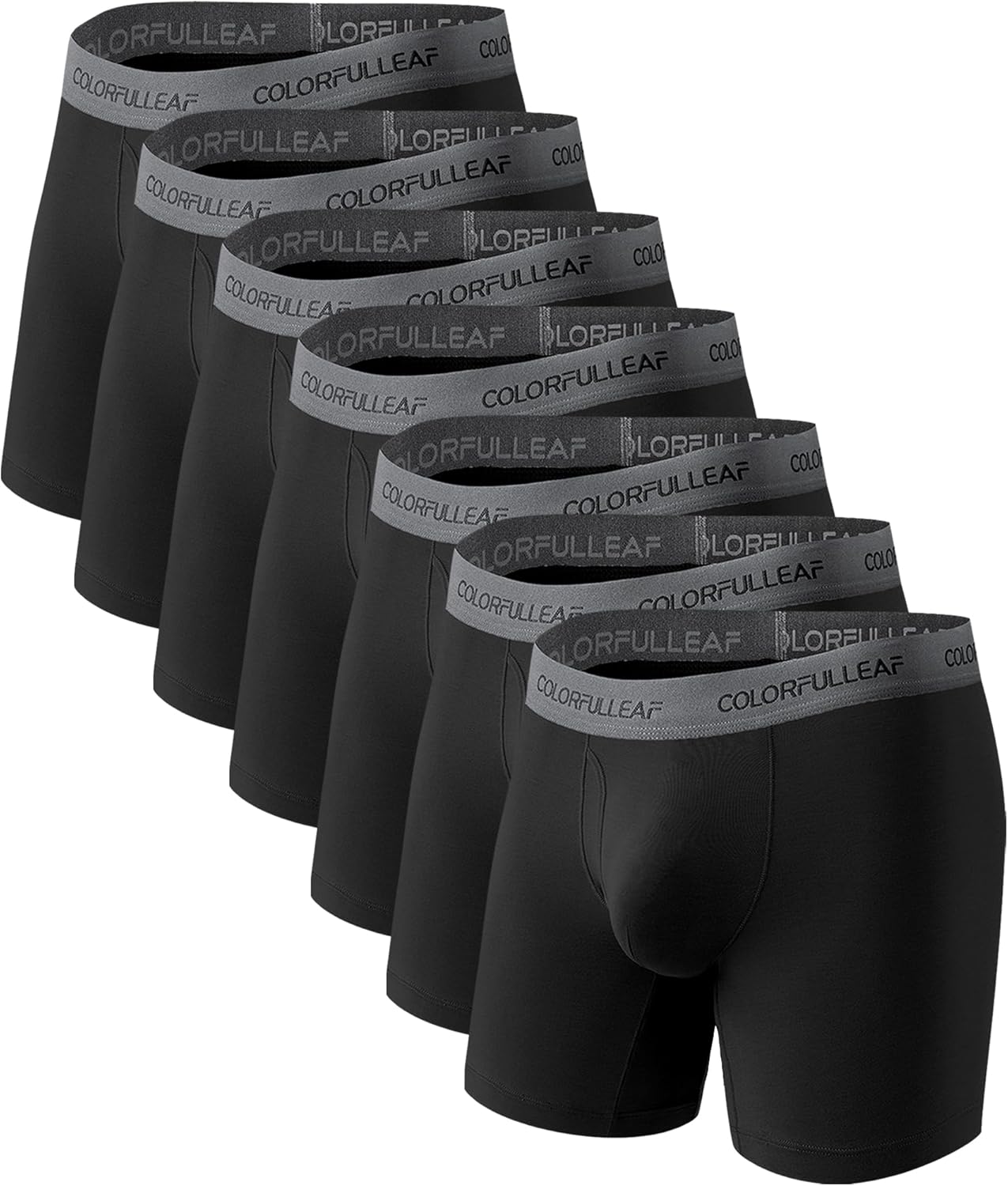 COLORFULLEAF Mens Underwear Soft Bamboo Rayon Boxer Briefs Breathable Open Fly Underwear Multipack