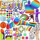 80 Pack Fidget Toys Set,Pop It Relieves Stress and Anxiety Sensory Fidget Toy for Children Girls Adults, Birthday Party Favors, Classroom Rewards Prizes, Carnival, Piñata Goodie Bag Fillers