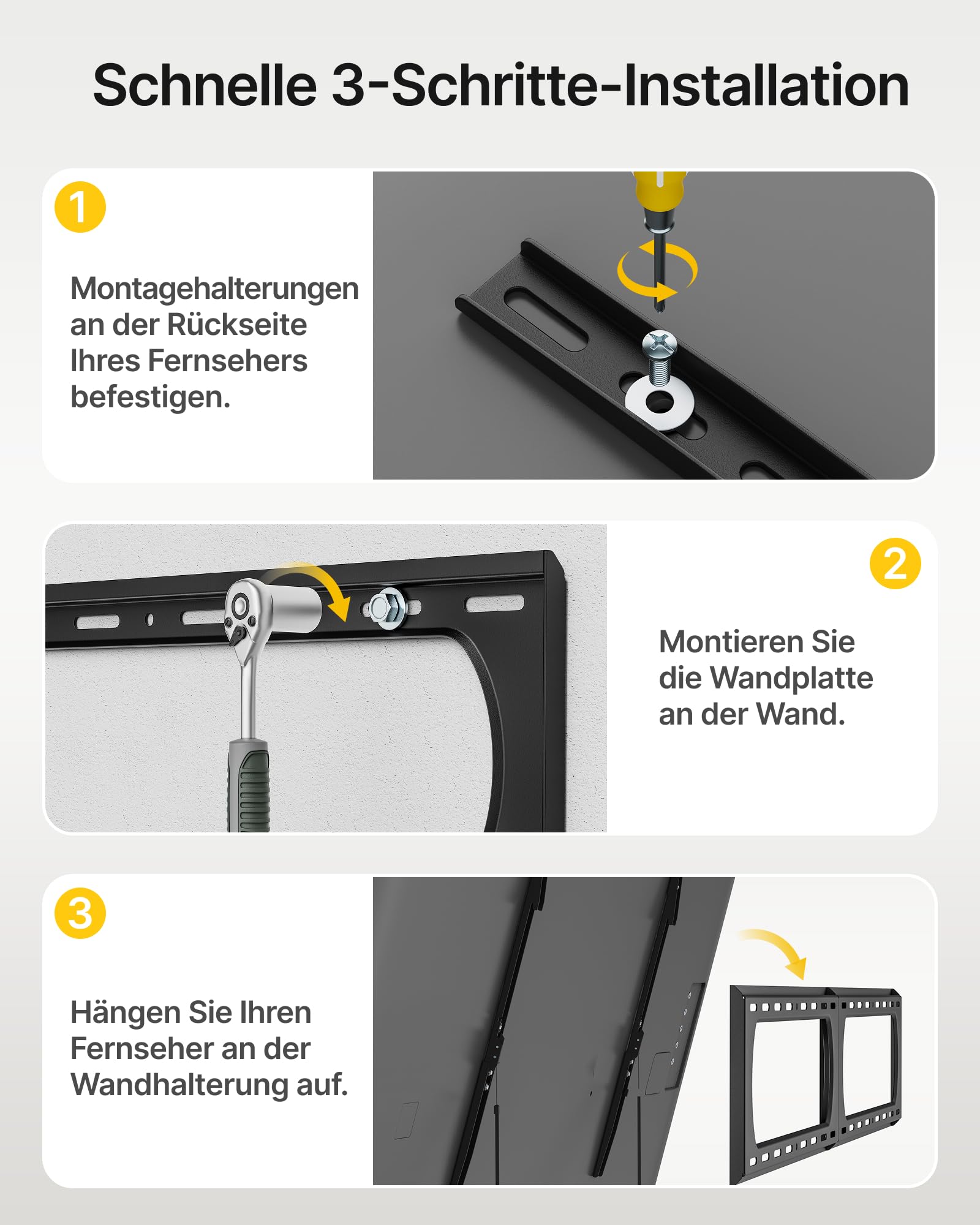 monTEK Heavy Duty Feste TV Wandhalterung 37-140 Zoll | Bis 136 kg Tragkraft, 32 mm ultraschlankes Profil, Passend für 406/450/600 mm Holzständer, Max. VESA 1200×800 mm