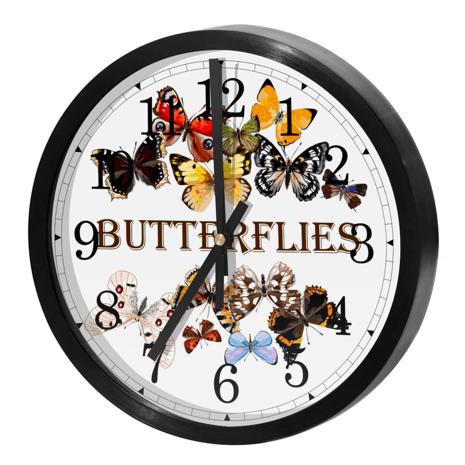 Horloge murale à quartz à mouvement continu silencieux et design Belle Betterflies