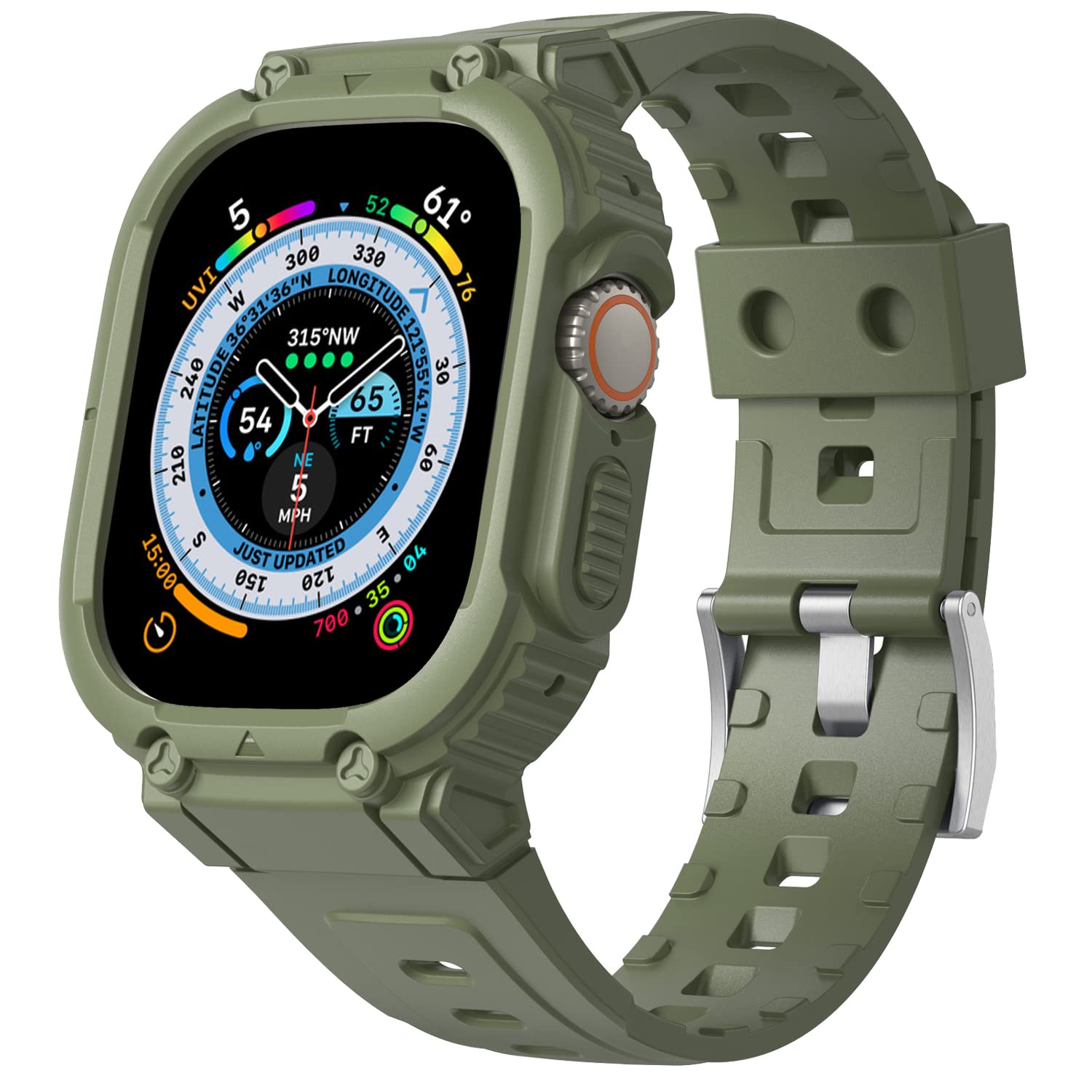 Lasllaves Compatible for Apple Watch 9 Band with Case, Shockproof Soft TPU Sport Watch Bands Wrist Strap with Protective Bumper Cover for iWatch Ultra SE Series 9 8 7 6 5 4 3 2 1