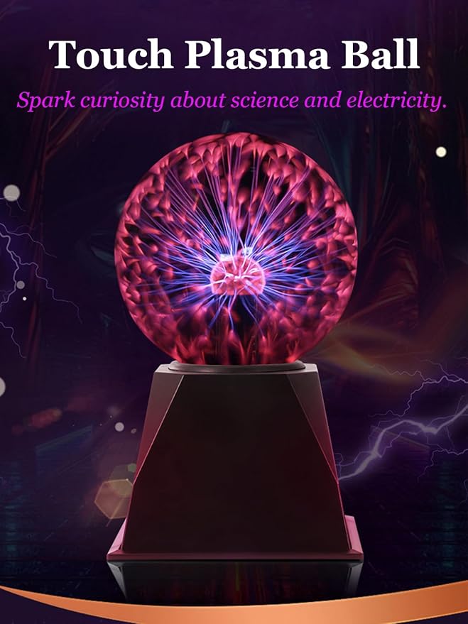 Etigood Plasma Ball, Touch Sensitive Plasma Globe Lamp, Plug-in Crystal Ball for Gifts, Birthday, Party, Halloween, Christmas, Science Decor for Bedroom, Living Room, Office photo 2