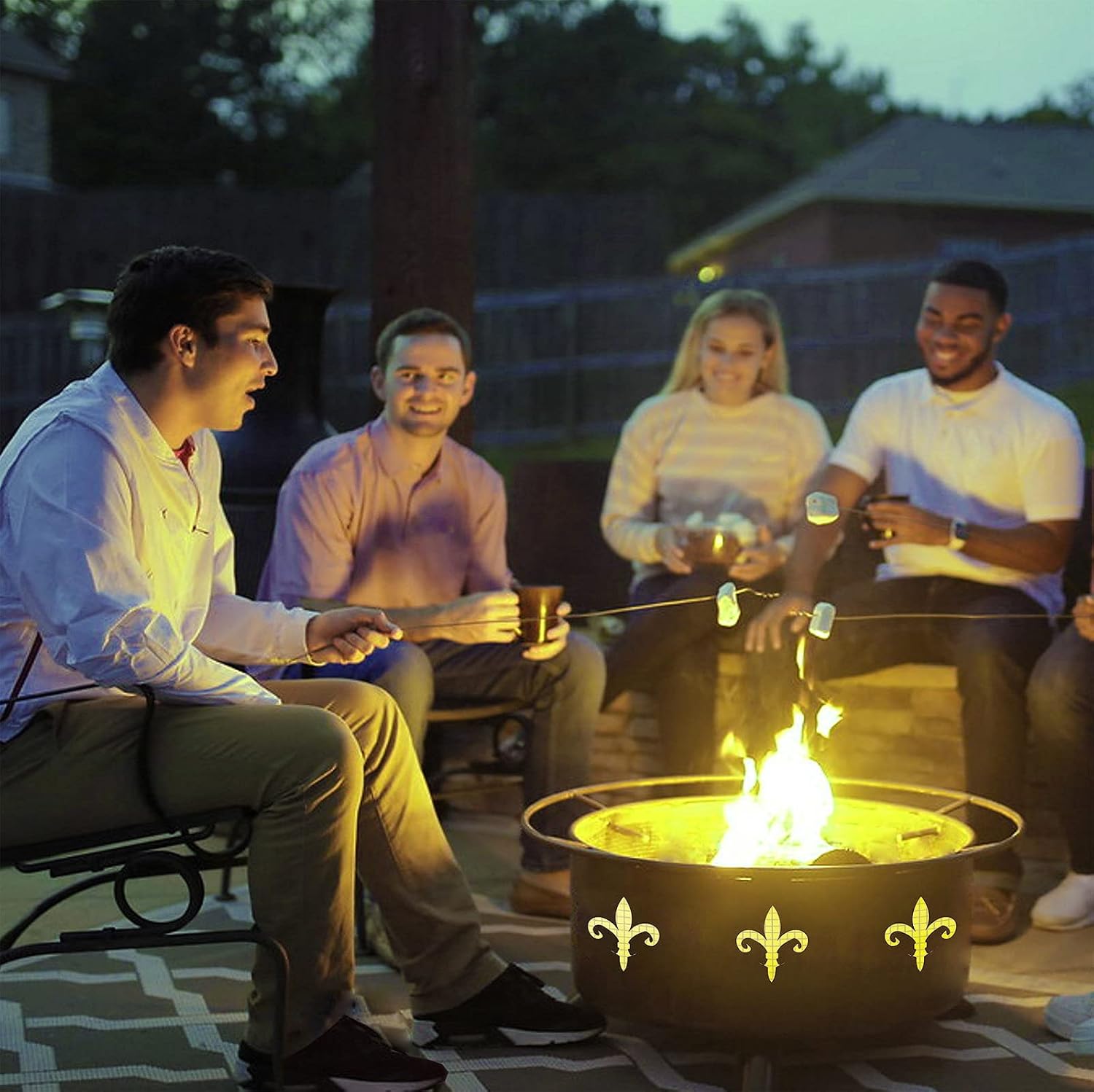 Patina Products F124 Fleur De Lis Steel Outdoor Fire Pit - 24 x 24 x 11 inch - Natural Rust Patina Finish