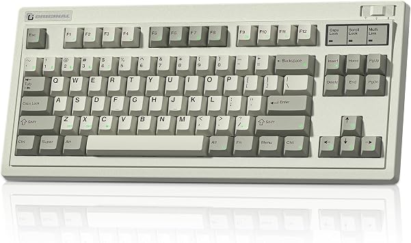 FLESPORTS OG87 Tri-Mode Retro Mechanical Keyboard, 87-Key Gasket Mount Gaming Keyboard, Pre-lubed Creamy Linear Switches, Hot Swappable, PBT Keycaps, 4000mAh for Mac/PC - Gray