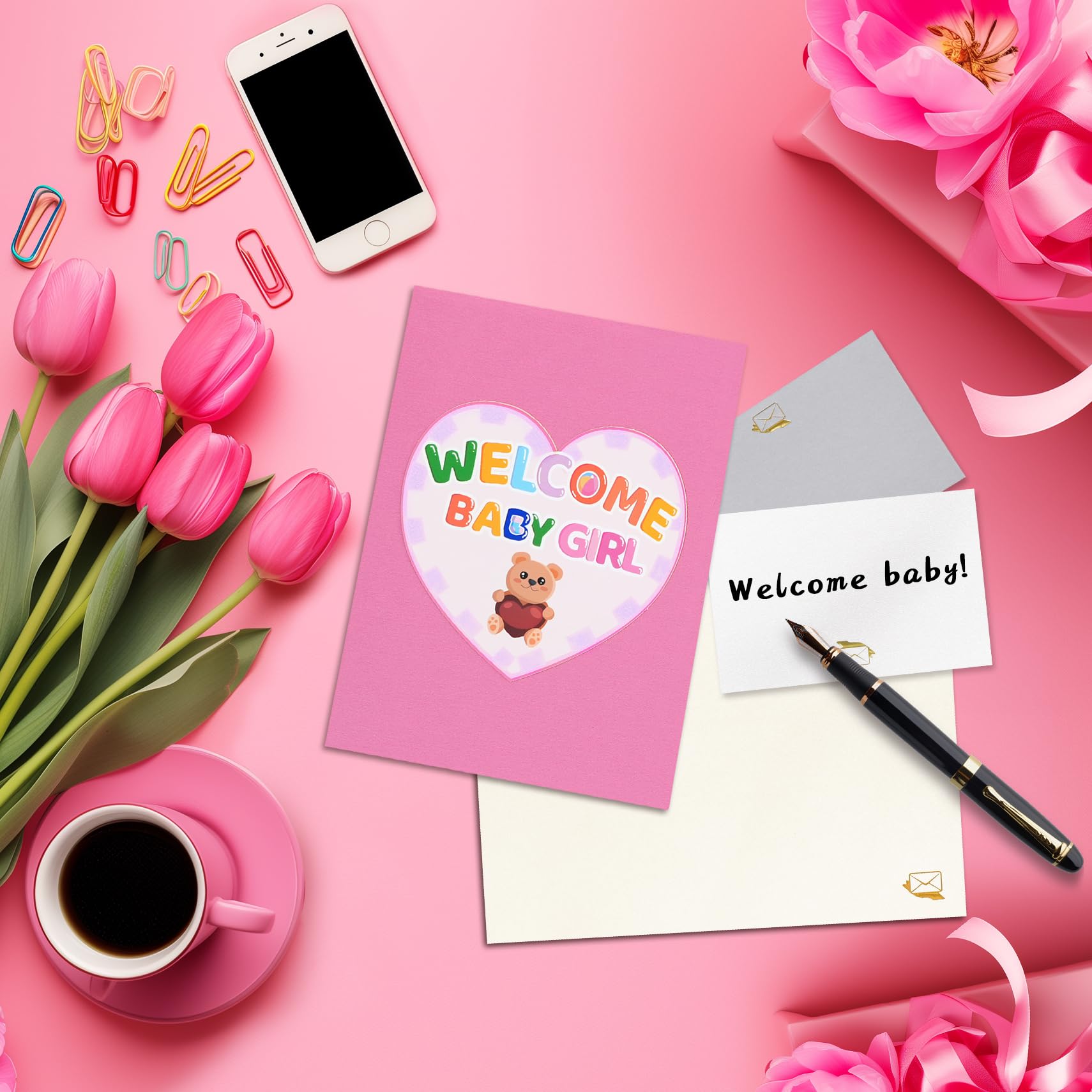 GREETING ART New Baby Girl Card, Pop Up Baby Shower Card for Girl Welcome New Baby Girl - Image 4