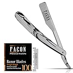 Facn Straight Razors for Men - Professional Barber Straight Edge Razor Kit with 100 Blades, Classic Stainless Steel Barbero Shaver for a Smooth & Precise Shave, Premium Barber Razor for Men\'s Shaving