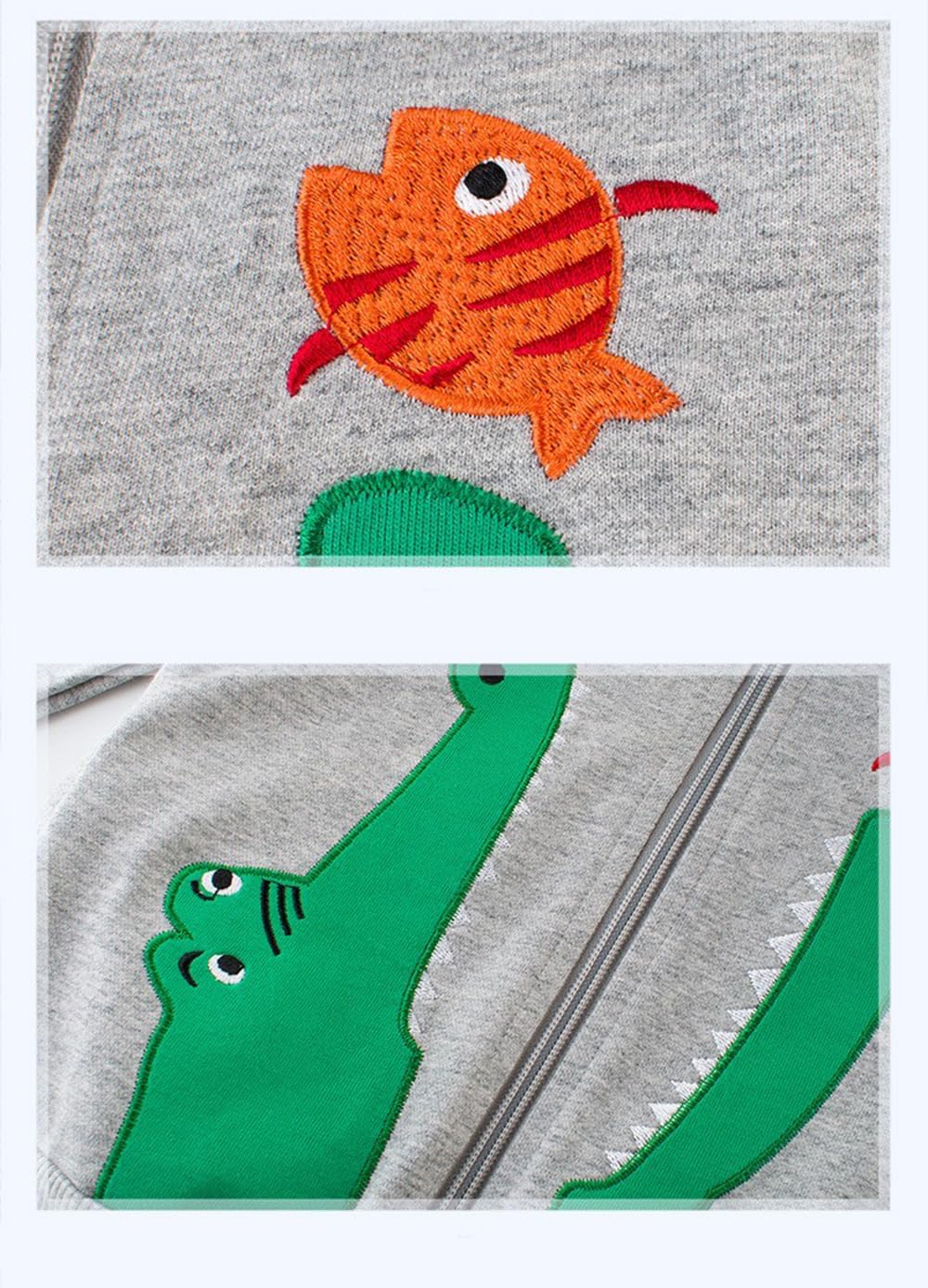 Boys' Long Sleeve Cartoon Jacket Dinosaur Animal Sweater Soft Brushed Fleece Zipper Hoodies Coat Sweatshirt for Boys 2-10 Years