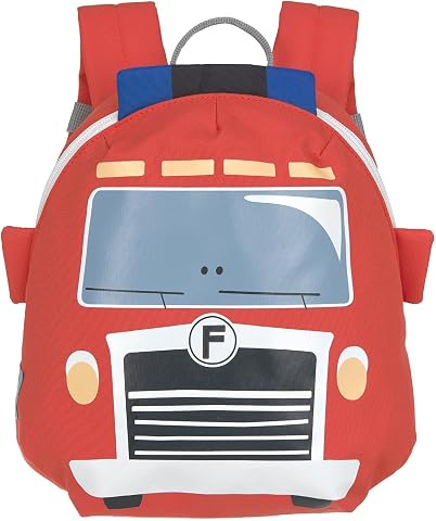 LÄSSIG Kleiner Kinderrucksack für Kita Kindertasche Krippenrucksack mit Brustgurt, 20 x 9.5 x 24 cm, 3,5 L, Red, Tiny Drivers