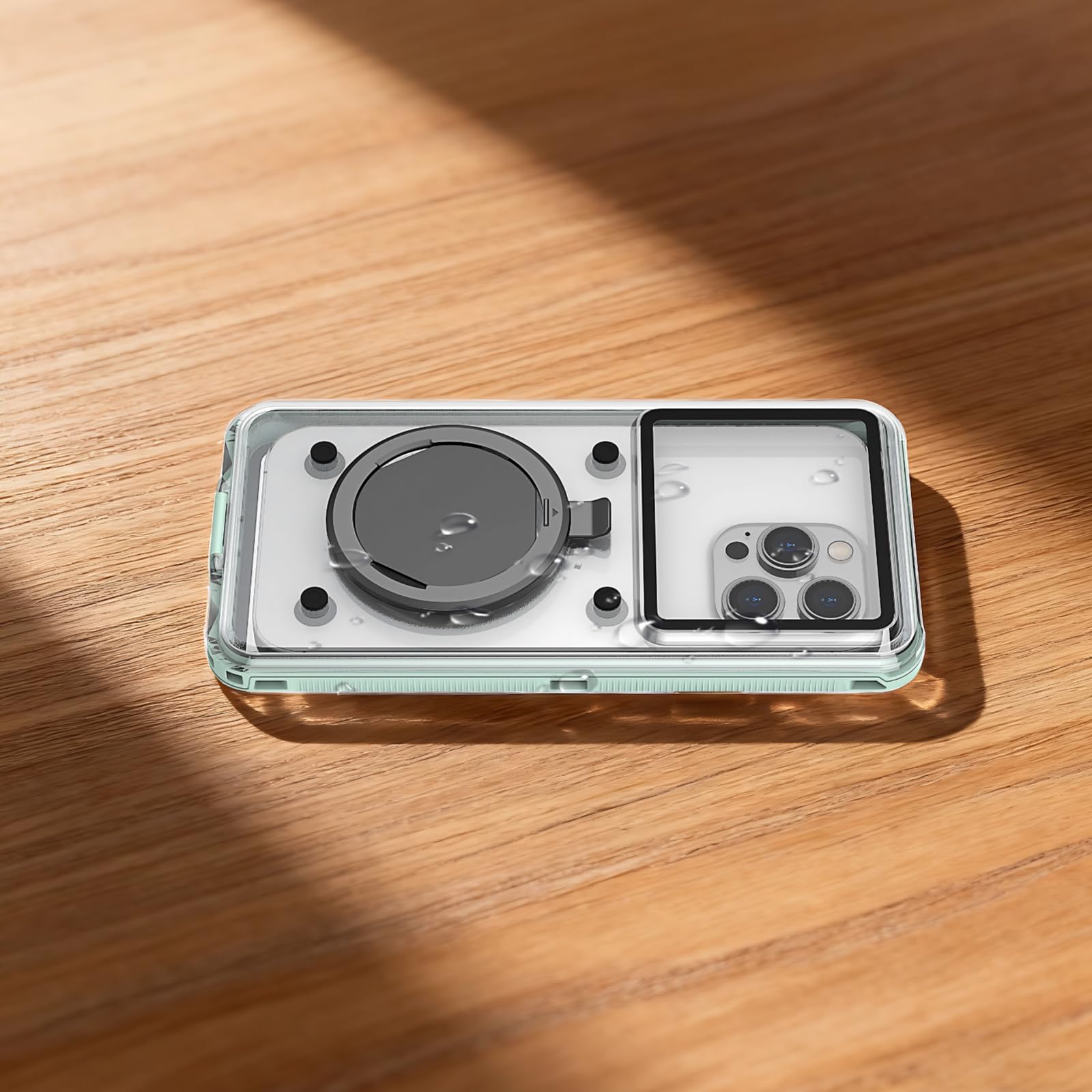 Unterwasser-Schnorchel-Tauch-Handyhülle, IP68 wasserdichtes Case bis 6,9 Zoll, für iPhone 16, Samsung und Huawei Serien, grün, universell, für Unterwasseraufnahmen, bis 15 m, klare Rückseite