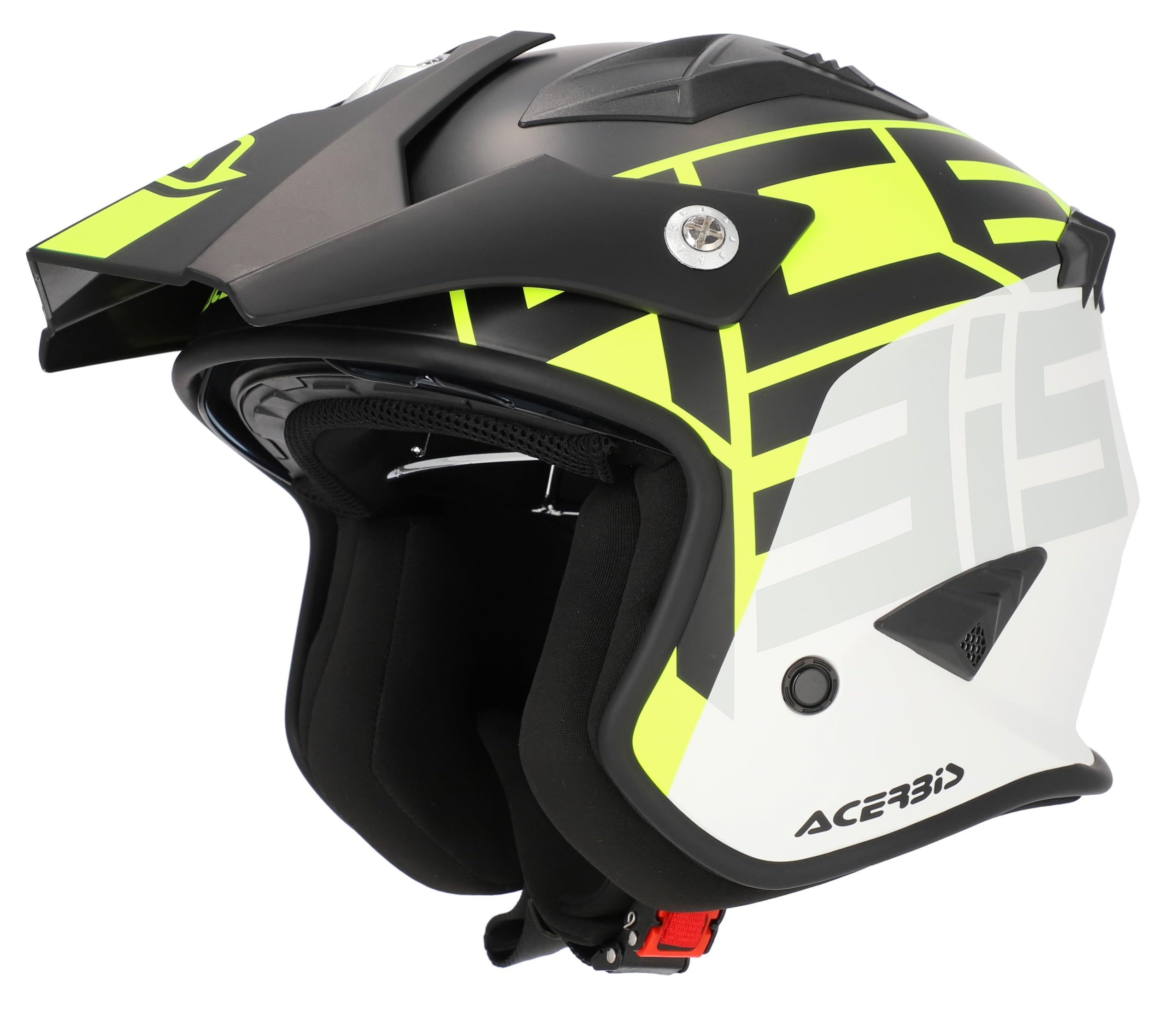 ACERBIS Helmets Casco Jet Aria Blanco Negro Fluor Totalmente Homologado 22.06 (L 59/60)