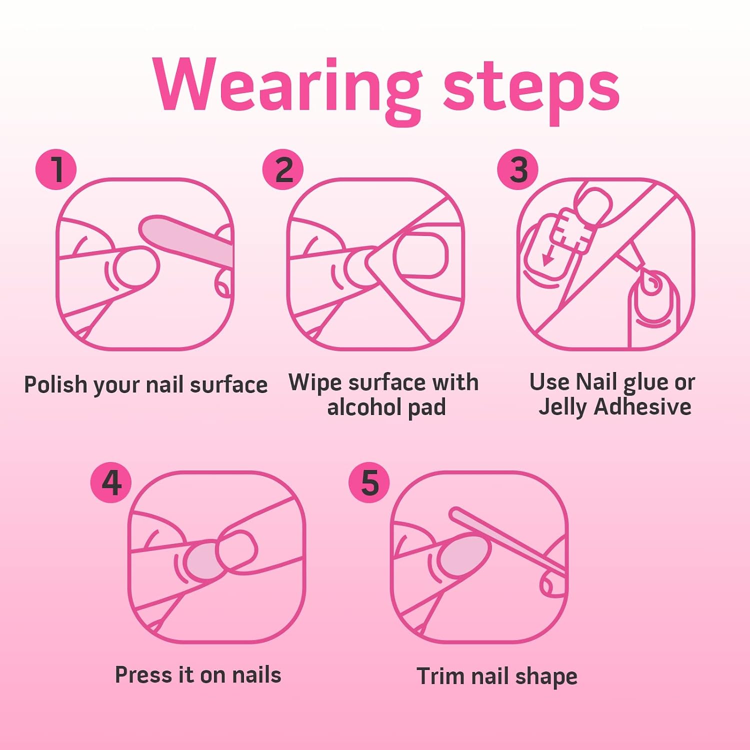 UNA GELLA Short Press On Nails - Black Short Coffin Nails 丨Acrylic Long Lasting Reusable Fit Perferctly For Women and Girls 丨12 Sizes 24 Pcs Gel Jelly Color Tips with Elegant Box