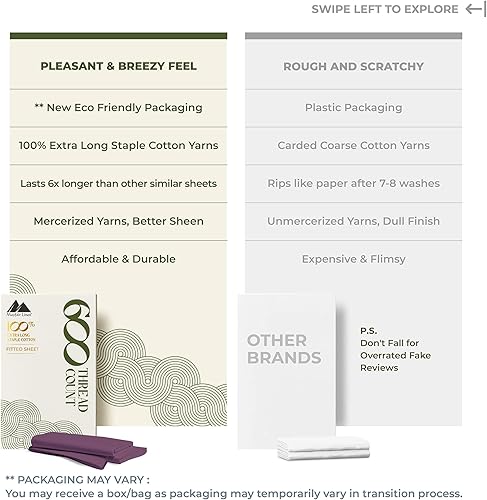 Miniatura 2 de Mayfair Linen - Sábana bajera ajustable de 100 % satén de algodón egipcio de 600 hilos con elástico en todo el contorno, tamaño King, se adapta a