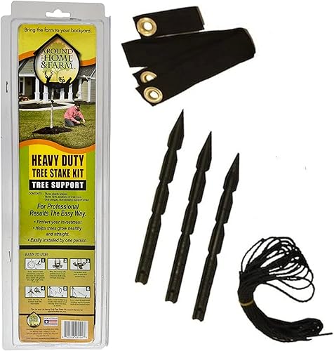 Miniatura 1 de Kit de estacas de soporte de anclaje de árbol sistema de arboristas o paisajismo resistente para plantar y trasplantar árboles, estacas de plástico