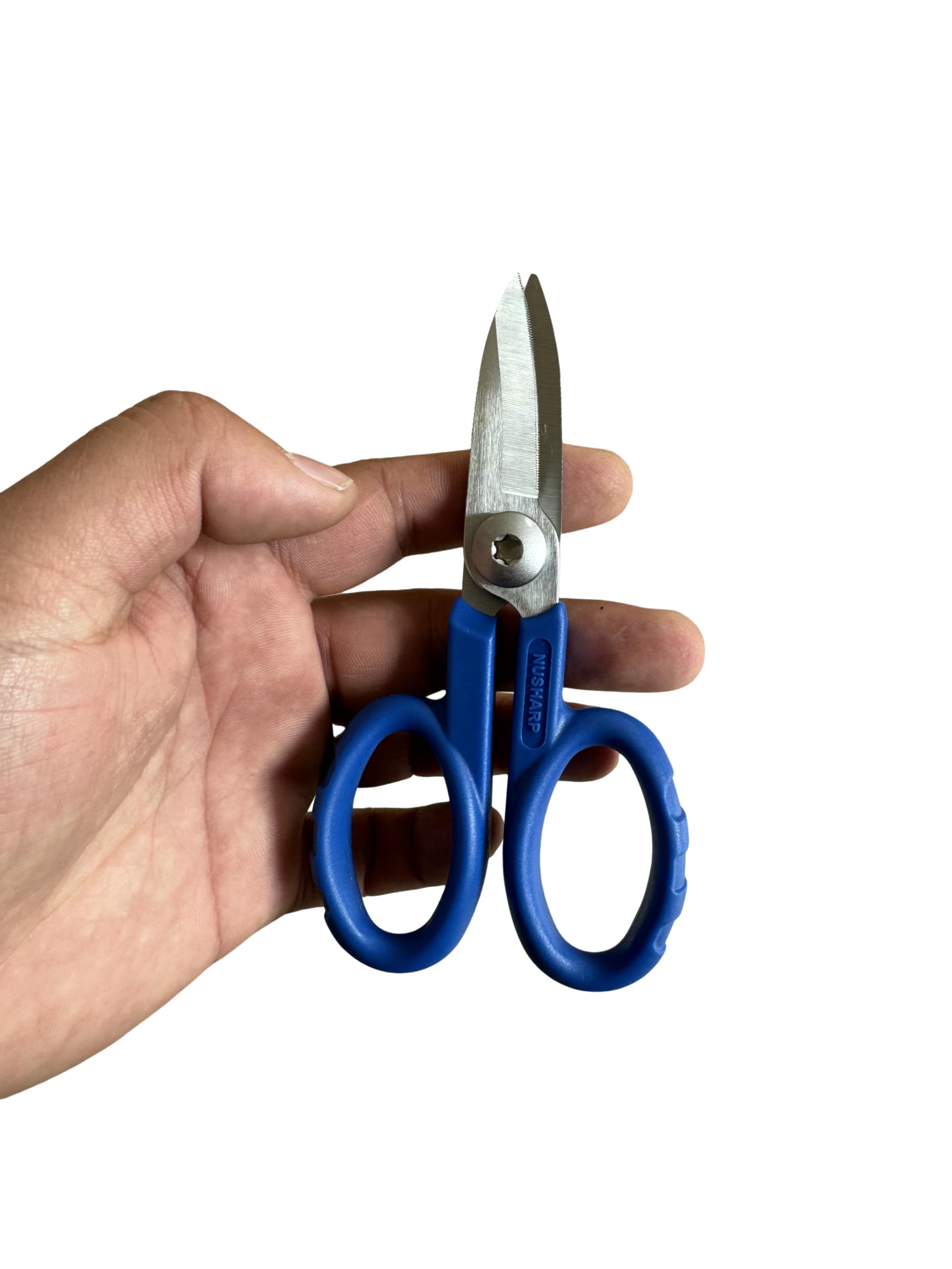 Elfcam® - 2 Pezzo Forbici in Kevlar per Fibra di Vetro, Super Multi Scissor per Tecnici del Lavoro, Elettricisti e Installatori，Lunghezza 138 mm, Blu