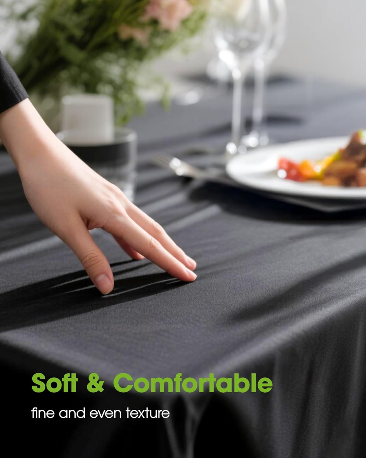 Pureegg Rectangle Table Cloth 60 x 84 – Durable Polyester Tablecloth Offers Reusable & Washable Protection, Ideal for Outdoor Party, Picnic, Wedding, Banquet and Birthday, 1 Pack, Black