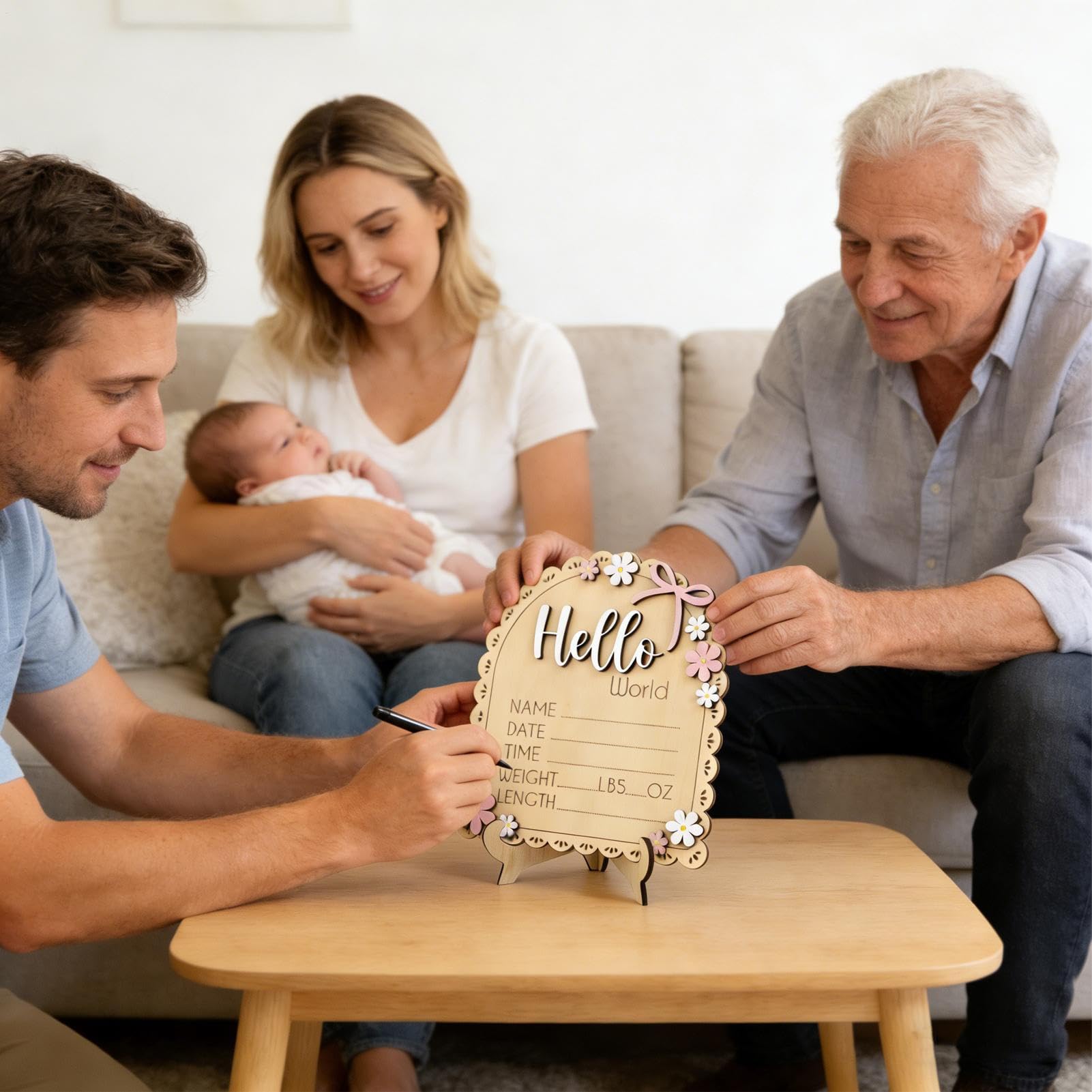 Cartello Annuncio Nascita Decorativo Nome in Legno Targhetta Ricordo