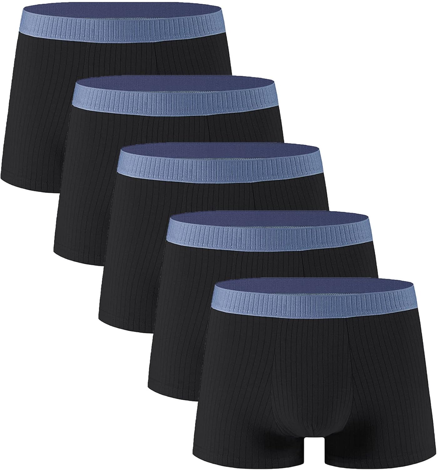 Men's Cotton Boxer Briefs Breathable Comfortable Stretch Mid Waist Trunks Solid Colour Boxer Underwear