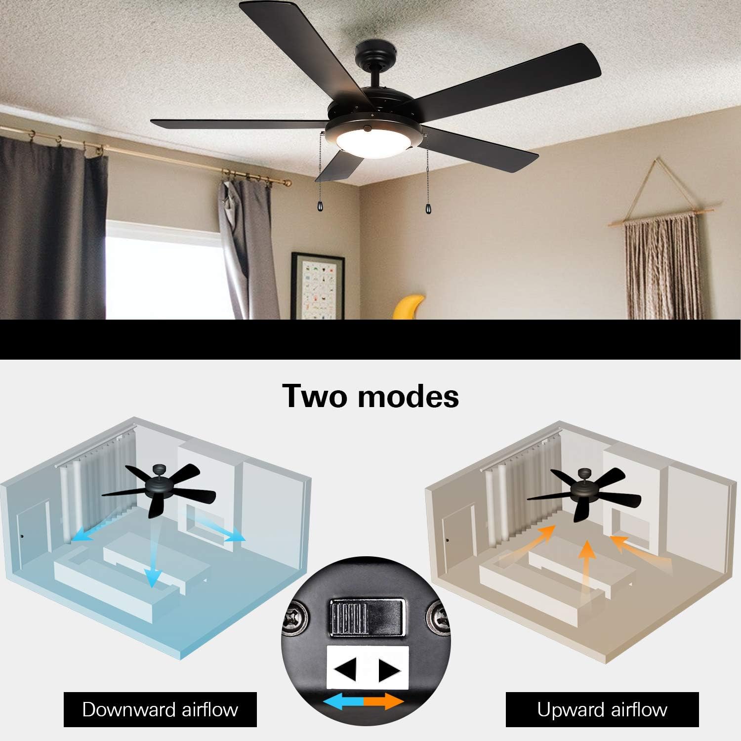60% Off Discount Hykolity 52 Inch Modern Style Indoor Ceiling Fan with Light Kit, Reversible Blades and Motor, ETL for Living room, Bedroom, Basement, Kitchen, Pull Chain, Matte Black Black Friday - 40% OFF Hykolity 52 Inch Modern Style Indoor Ceiling Fan with Light Kit, Reversible Blades and Motor, ETL for Living room, Bedroom, Basement, Kitchen, Pull Chain, Matte Black