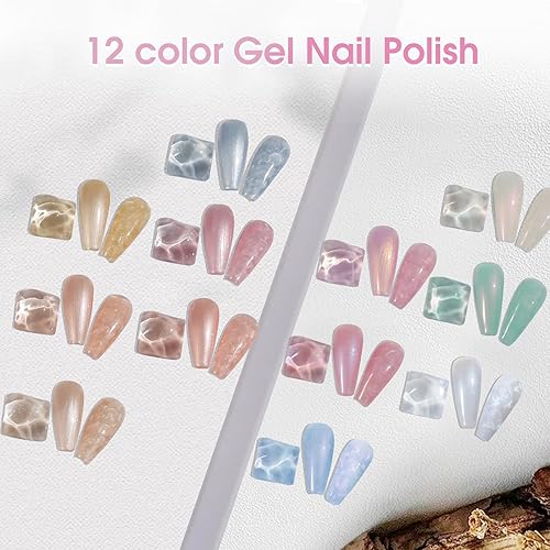 Miniatura 29 de ROSALIND Juego de esmaltes de uñas de gel color marrón nude, 12 colores blanco, nude marrón, esmalte de gel clásico para regalo de arte de uñas 12