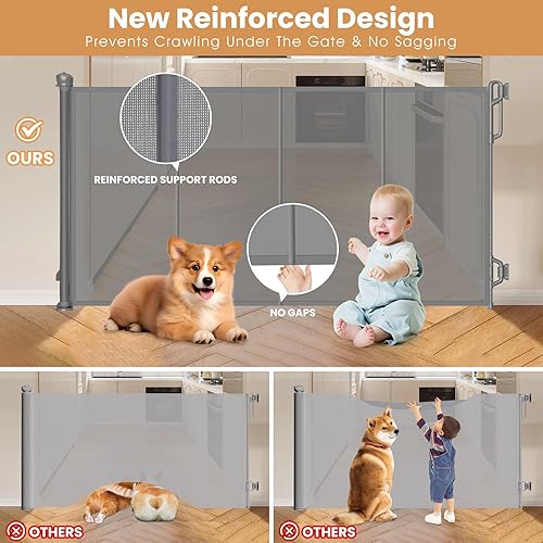 Miniatura 3 de Puerta retráctil reforzada para bebé, puerta de malla para perros, puerta de seguridad infantil para puertas, escaleras, pasillos, interiorexterior,
