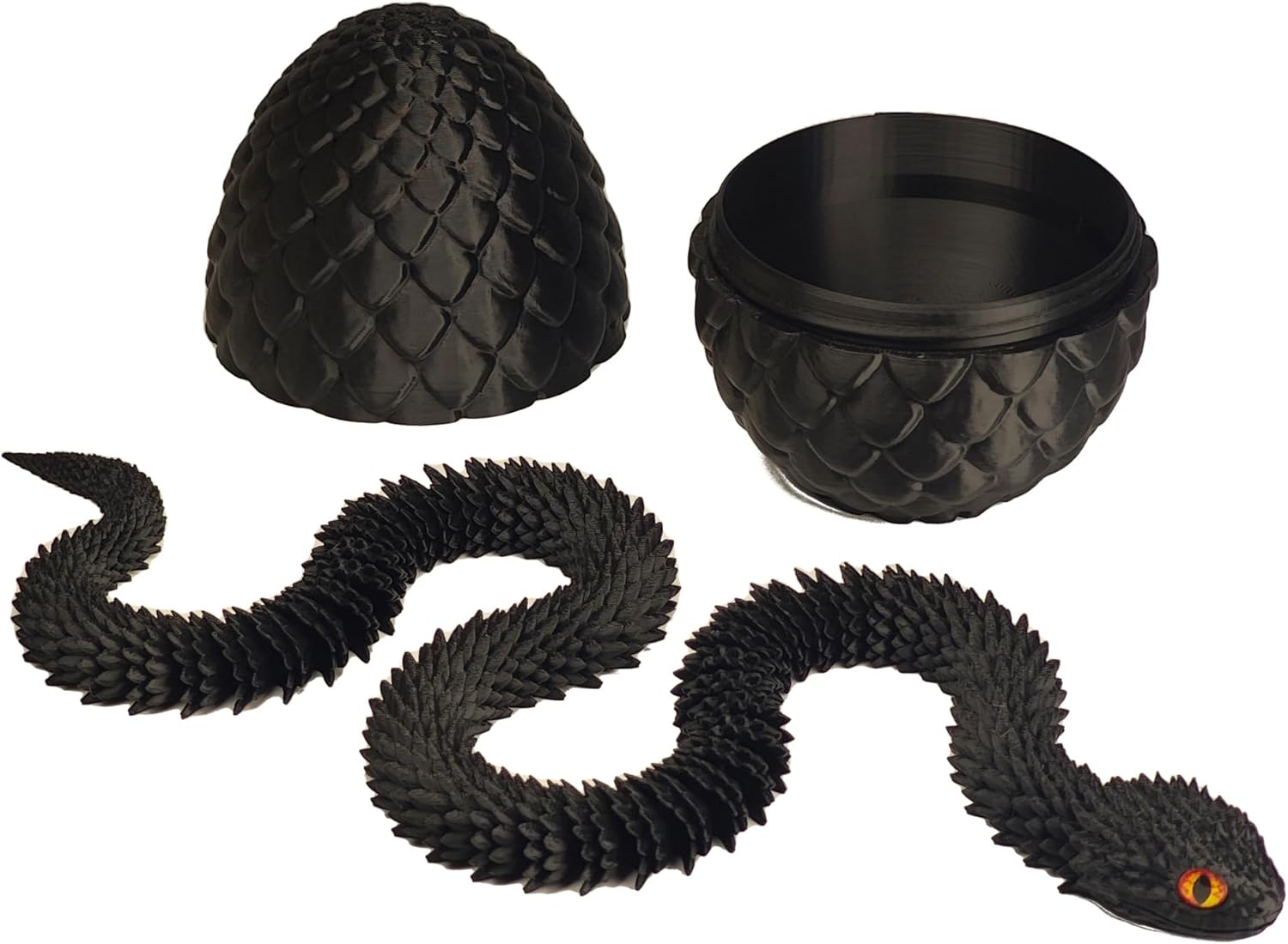 3D Printed Snake with Egg, 24 Inch Articulated 3D Printed Animals Toys, Like Movable Snake Realistic Slithering Design, Halloween Decor, Christmas Toy 2025