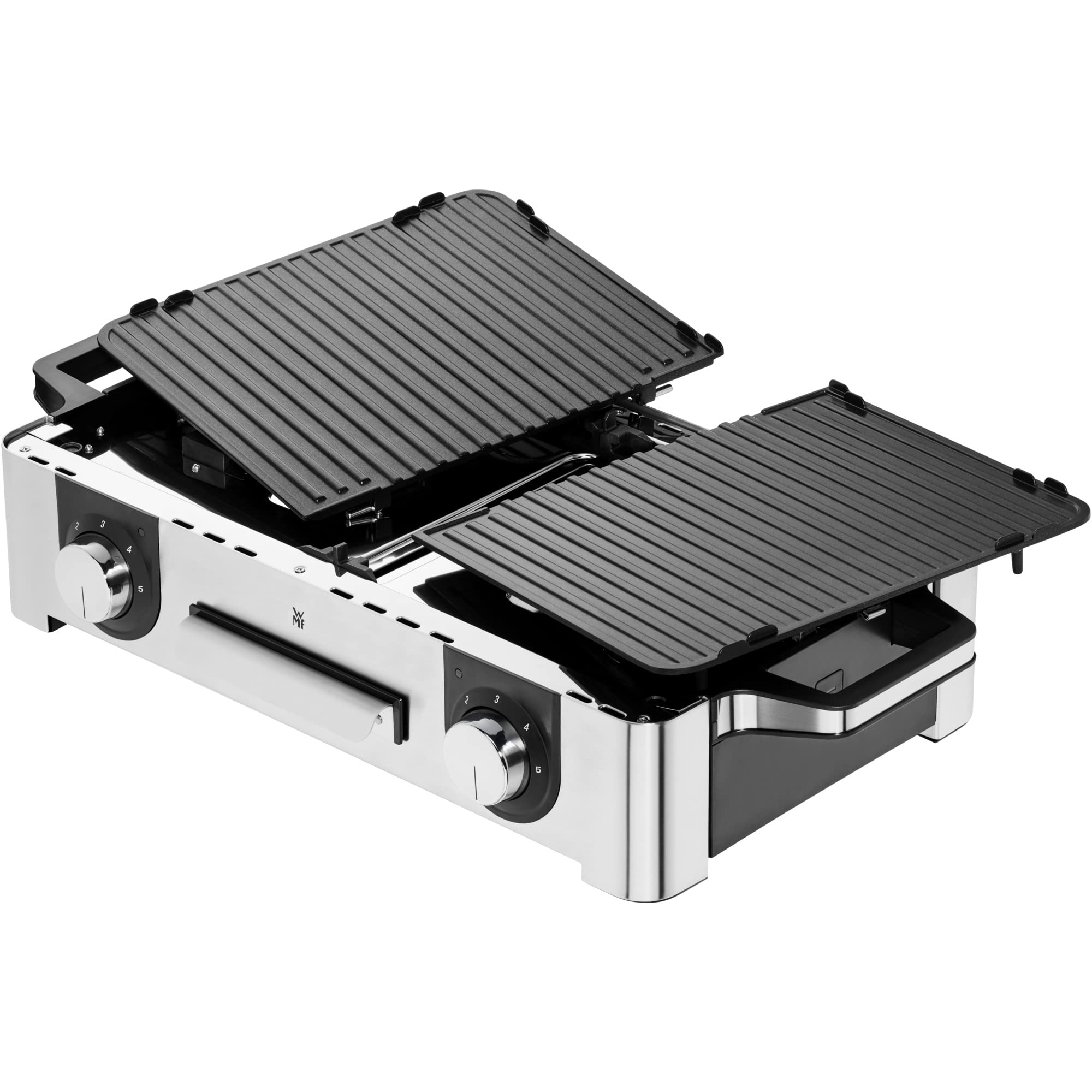 WMF Master Grill Lono, Griglia Elettrica per Interni ed Esterni con 2 Piastre Antiaderenti in Alluminio 28x50cm, Base in Acciaio Inox 18/10, Temperatura Regolabile, Facile da Pulire, 2400 W