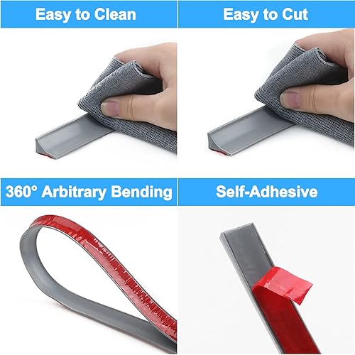 Miniatura 3 de Duzzy Barrera de agua de 67 pulgadas para fregadero, protector de salpicaduras autoadhesivo de silicona con bloqueo de agua, adecuado para el