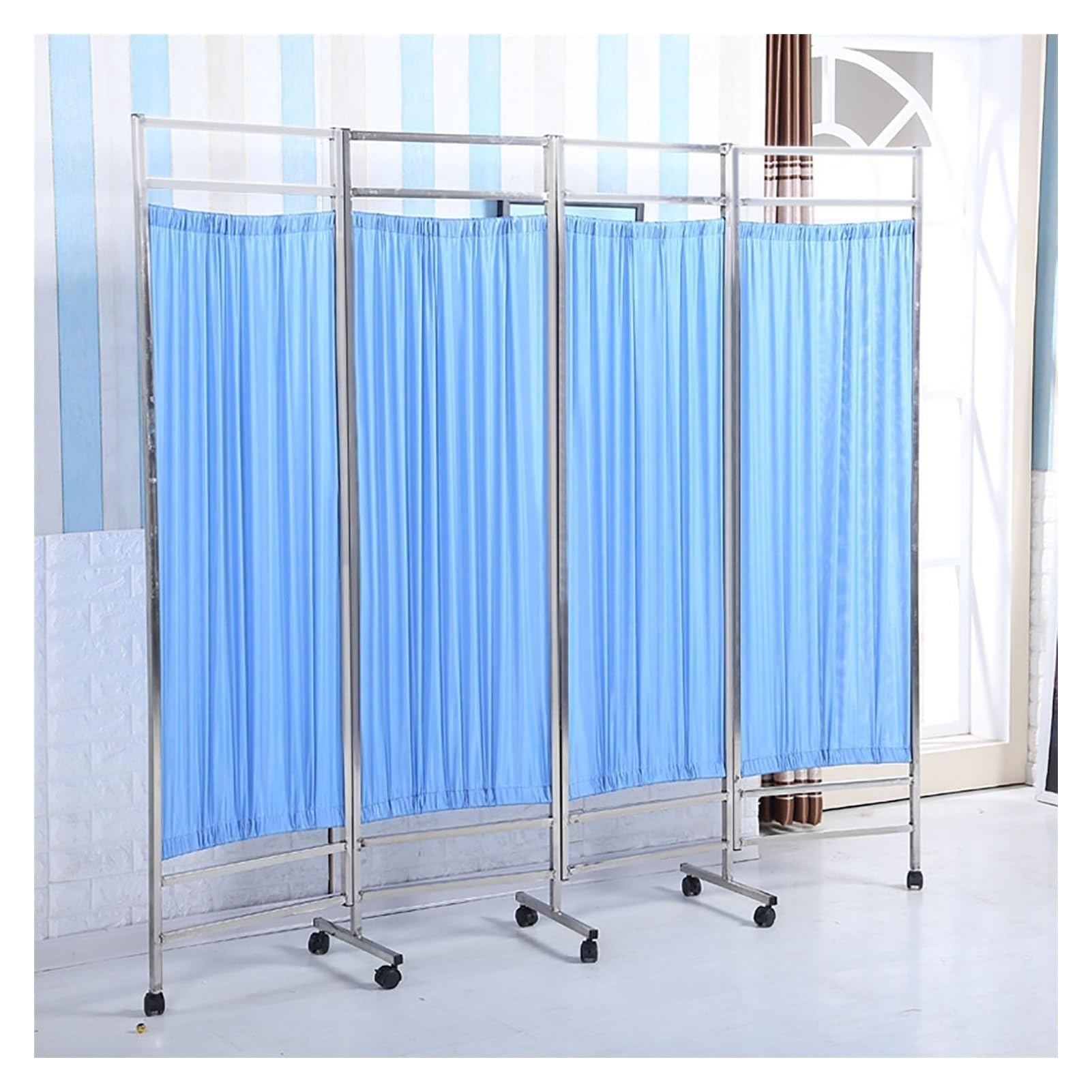 Paravent médical pliable à roulettes séparateur de pièce 4 panneaux