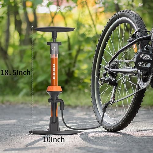 Miniatura 6 de VIMILOLO Bomba de bicicleta, inflador de bomba de bicicleta de aire con medidor de presión para válvula Presta y Schrader, neumático, bola de