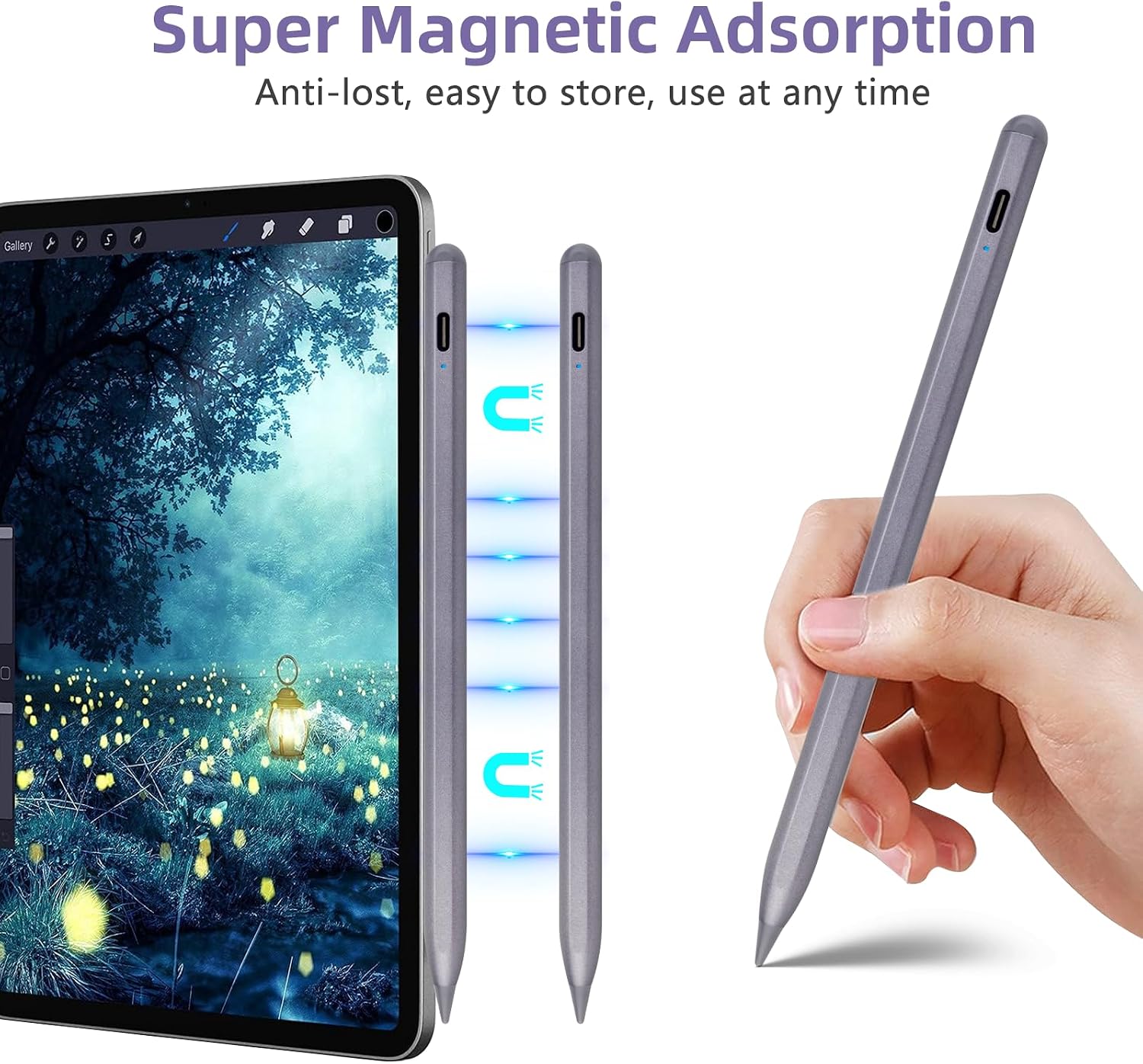 Apple Pencil (USB-C): Palm Rejection Pixel-Perfect Precision, Tilt Sensitivity, Good for Note-Taking, Drawing, and Signing Documents, Works for iPad 2018-2025, Grey image 3