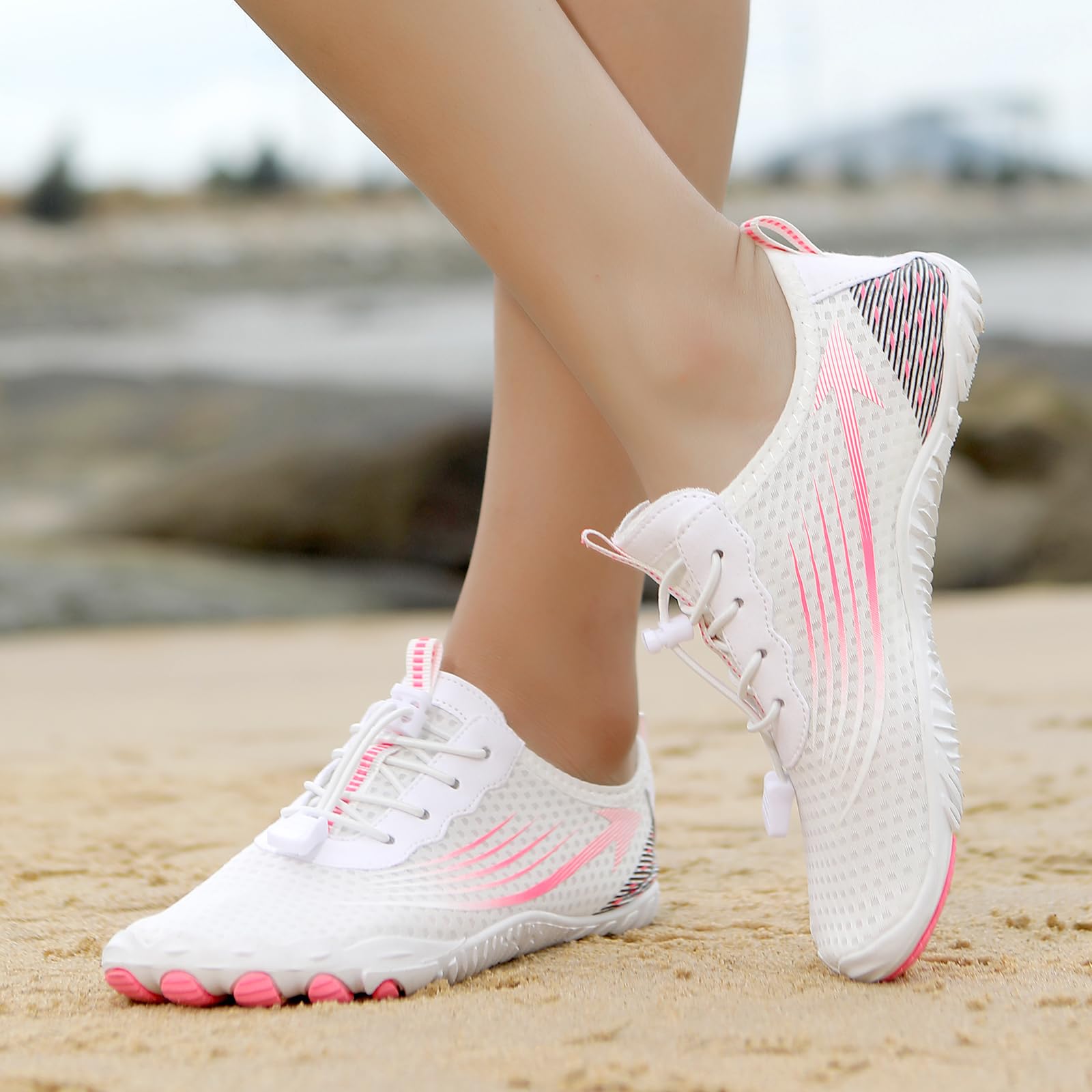 Buty do wody Szybkoschnące trampki boso elastyczne sznurowadła regulowane dopasowanie miękka podeszwa elastyczna przyczepność antypoślizgowa na plażę fitness spacery w podróży