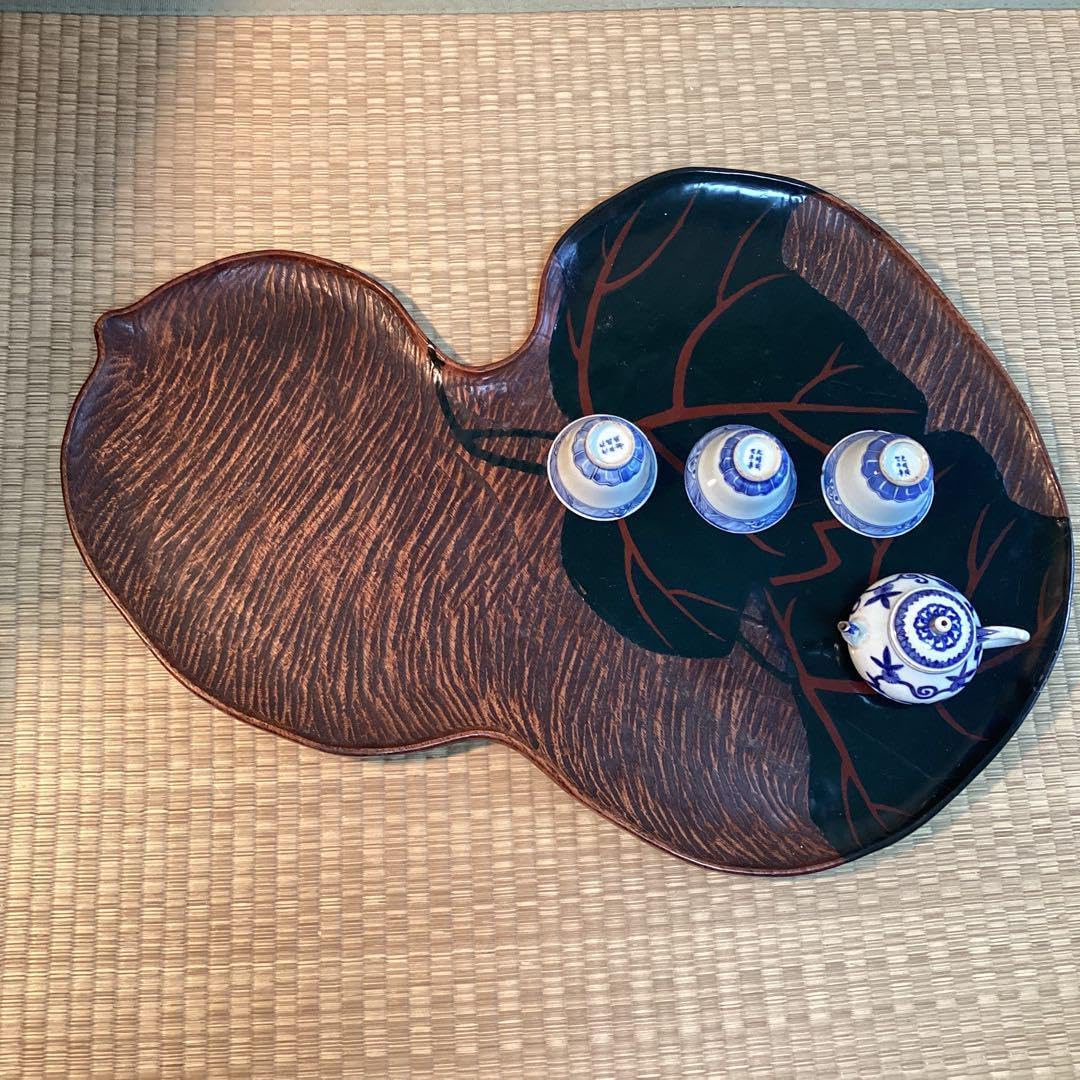 芭蕉の葉形煎茶用くりぬき盆 芭蕉の葉形煎茶用くりぬき盆