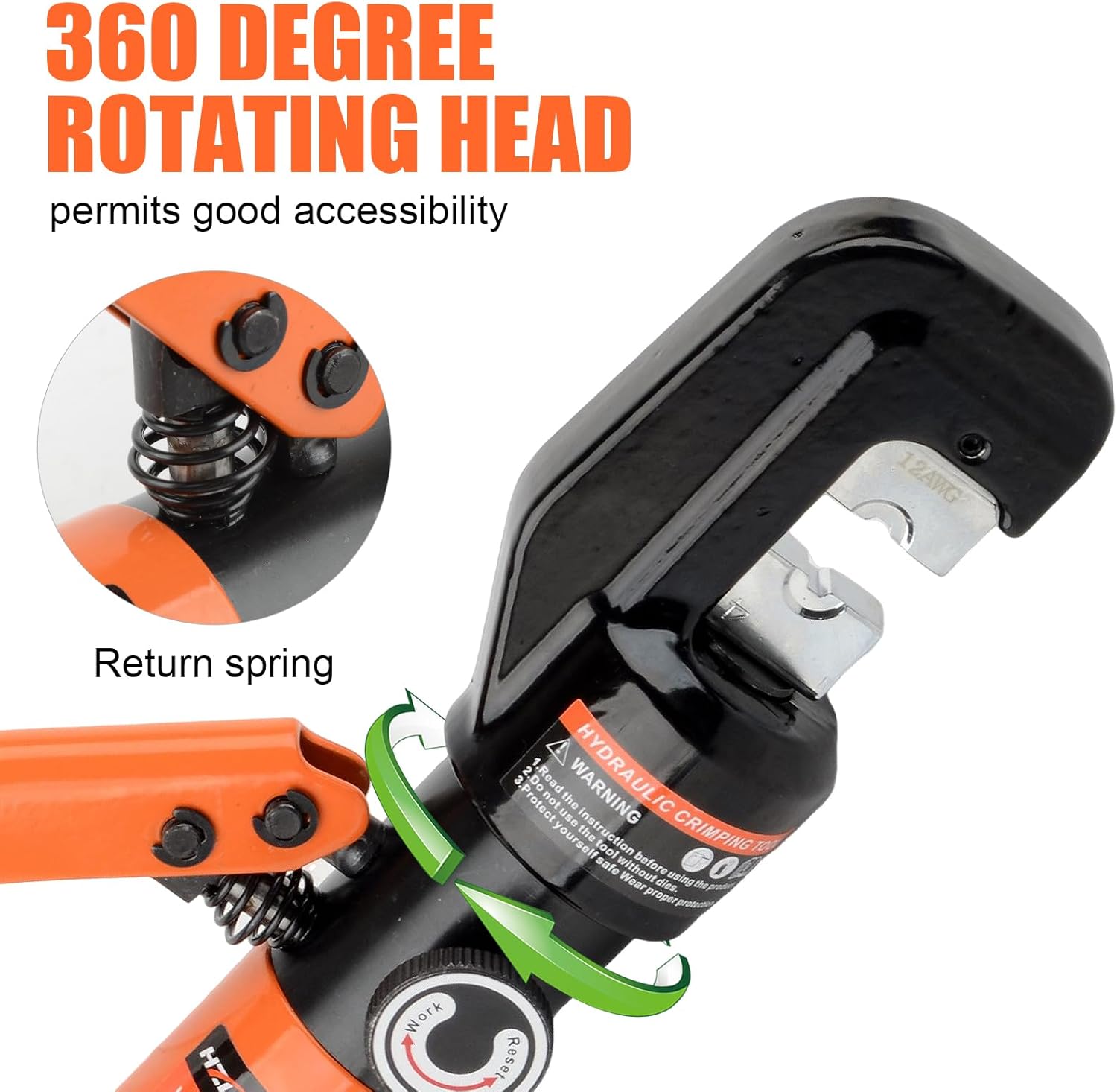 HZLZRZ Hydraulic Crimping Tool and Battery Cable Crimping Tool Kit, Range 12AWG-2/0AWG, 9 Pairs Of Dies For Cable Tool, Wire Rope Electrical Terminal and Battery Cable Crimper (YQ/70C)