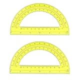 Zotemo Plastic Protractor, 6 inch Clear Protractors Math Protractors 180 Degrees for School and Office Supplies (2 Pack, Yellow)