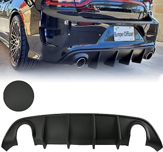 Rear Bumper Diffuser Lip Compatible with Dodge Charger 2015-2021 GT Sedan 4-Door SRT Hellcat Style Valance Bumper Diffuser PP Rear Body Spoiler Non Wide Body Model Matte Black