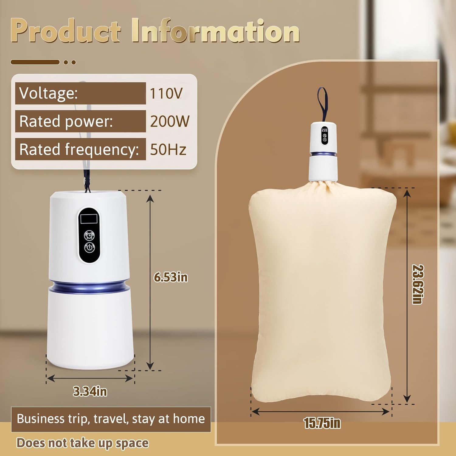 Mini Portable Clothes Dryer, Travel Clothes Dryer with Drying Bag, Mini Dryer for Clothes, Portable Clothes Dryer for Travel, For Apartment, Dorms, RVs, Camping, Quick-Dry Clothes Essentials