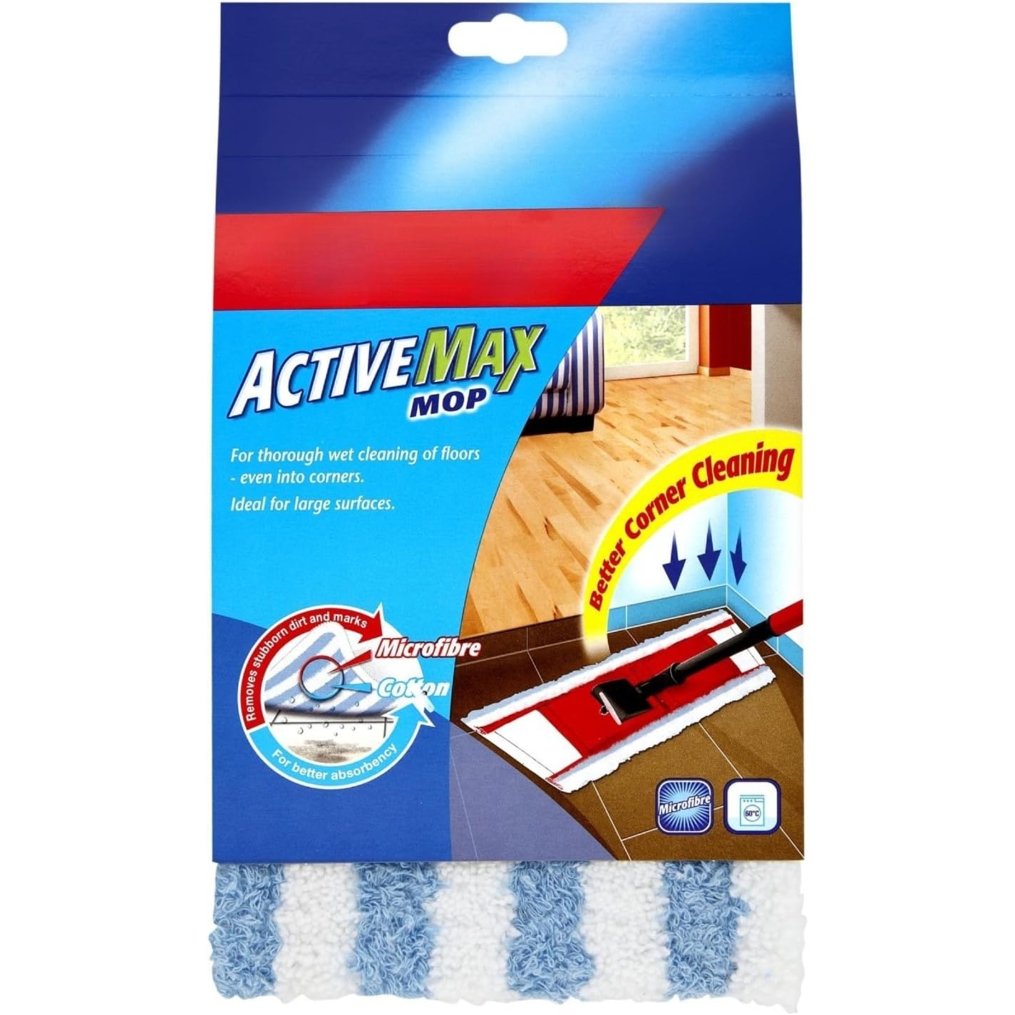 AMKActive Max Flat Mop Refill Replacement Cleaning Pad Microfibre Cotton Activemax Absorbent Pads Head