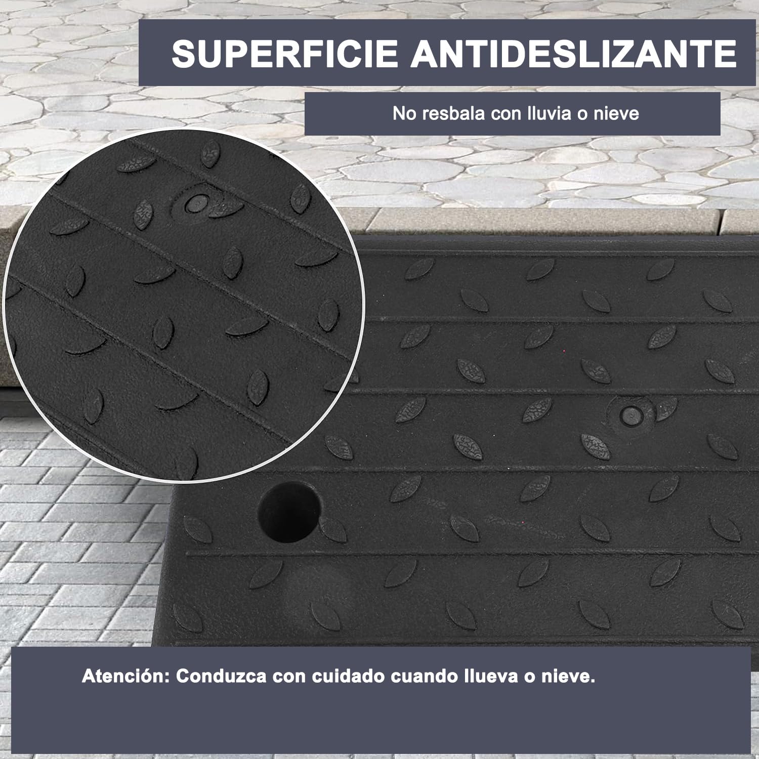 Rampa per marciapiede in gomma, alta 100 mm, 430x230x100 mm, nera – per sedie a rotelle, auto ribassate e motociclette (4 pezzi)